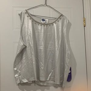 DG2 By Diane Gilman Silver Tank Top With Beading